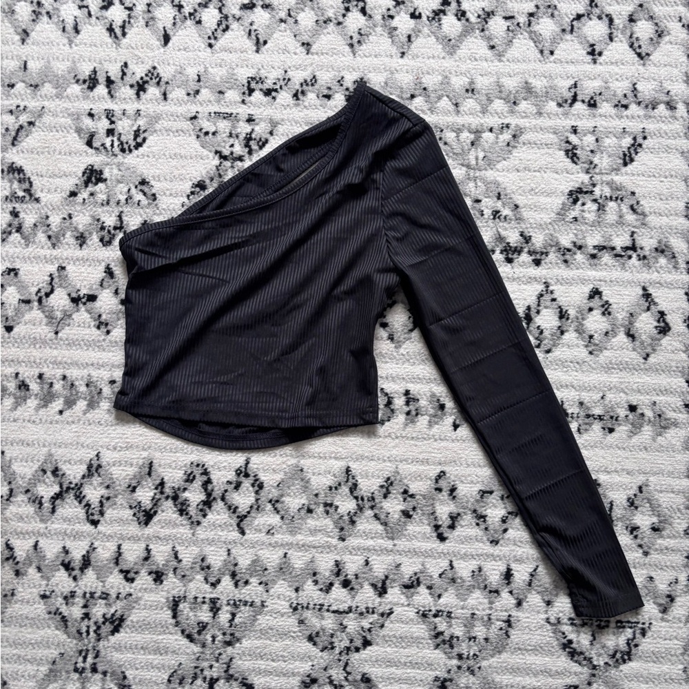 SHEIN one shoulder long sleeve crop top